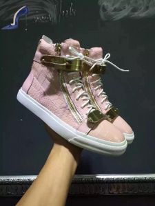 Giuseppe Zanotti exclusive pink croc embossed leather ringo sneakers